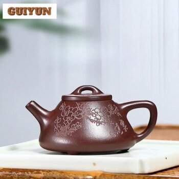 100ml Handmade Yixing Zisha Teapot with Infuser Vintage Purple Clay Plum Blossom Design